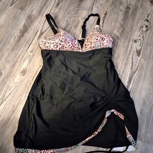 Elegant Black and Pink One-Piece Swimsuit